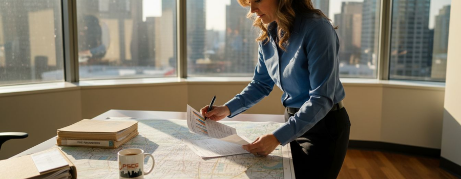 EMS director reviewing trend data in city office