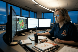 Emergency operations center dispatching crisis communications