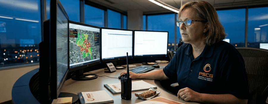 Emergency operations center dispatching crisis communications