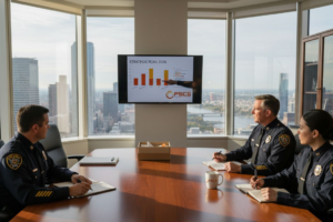 Police chief leads meeting in office