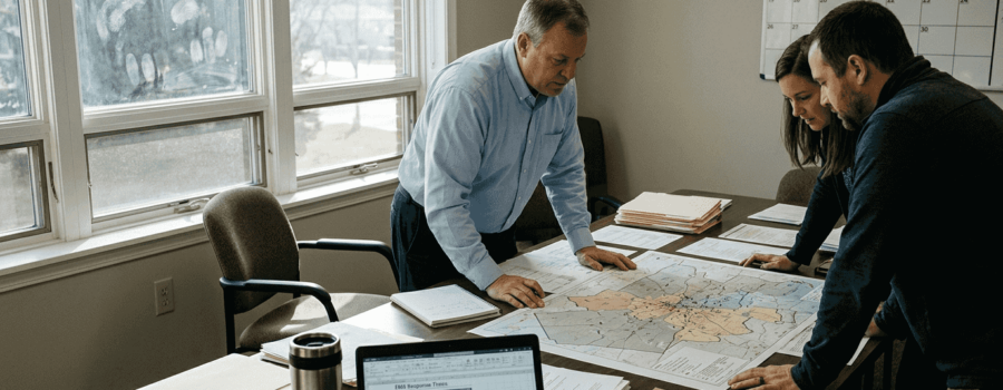 EMS coordinator reviewing regional response plans