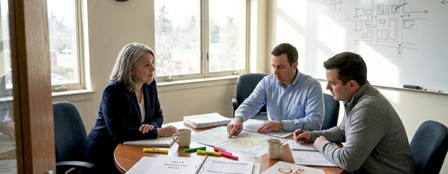 City officials and EMS consultants in meeting