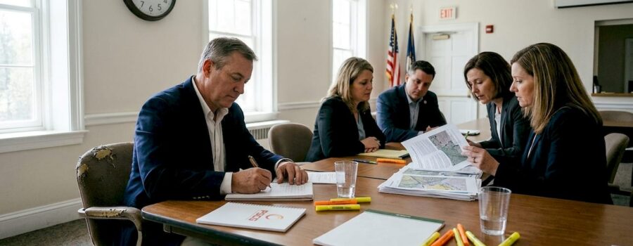 EMS consultant meeting with town leaders