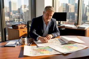 EMS consultant reviewing city response data at desk