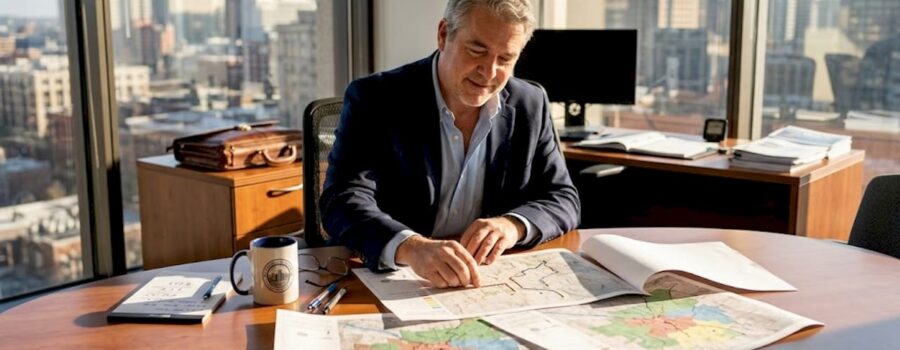 EMS consultant reviewing city response data at desk