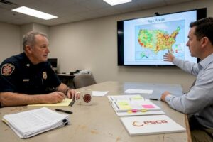 Fire chief in meeting with consultant