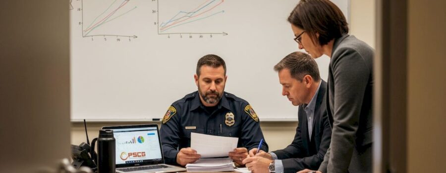 EMS leaders reviewing public safety plans together