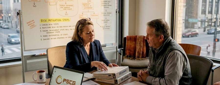 Consultant and administrator review EMS risk protocols