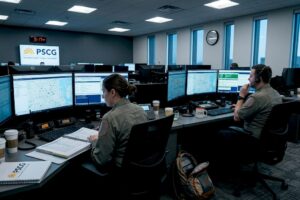 EMS dispatchers coordinating at control center workstations