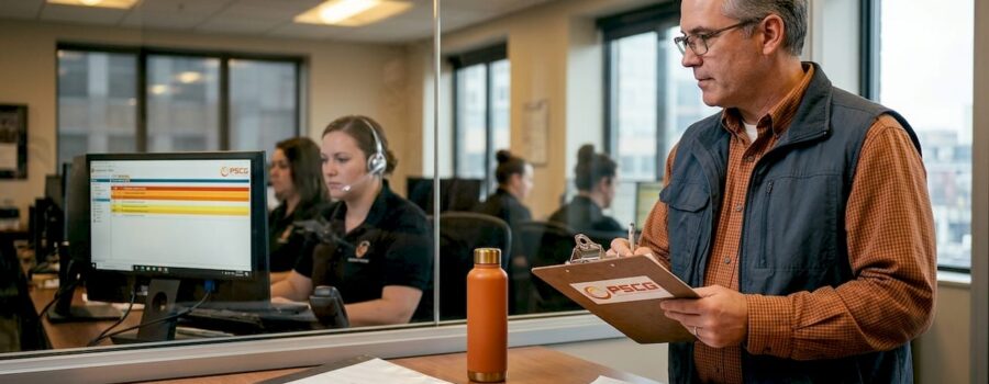 Consultant observing dispatchers during assessment