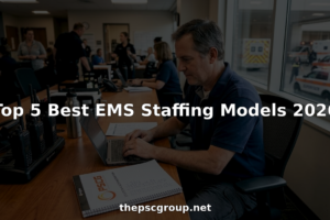 EMS supervisor updating staffing schedule in office