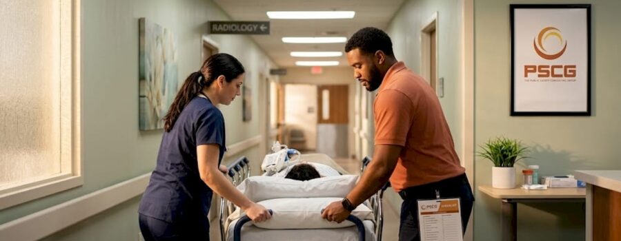 Nurse and technician transferring patient in hospital