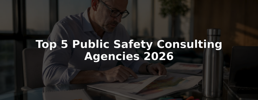 Consultant reviewing public safety reports at conference table