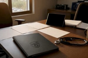 EMS protocol binder and tools on desk