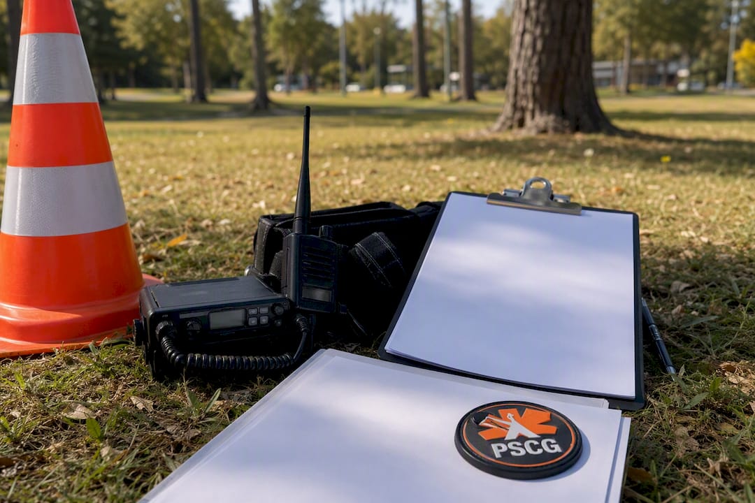 EMS field equipment and PSCG badge in ambulance bay