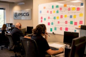 EMS process flowchart with PSCG logo visible