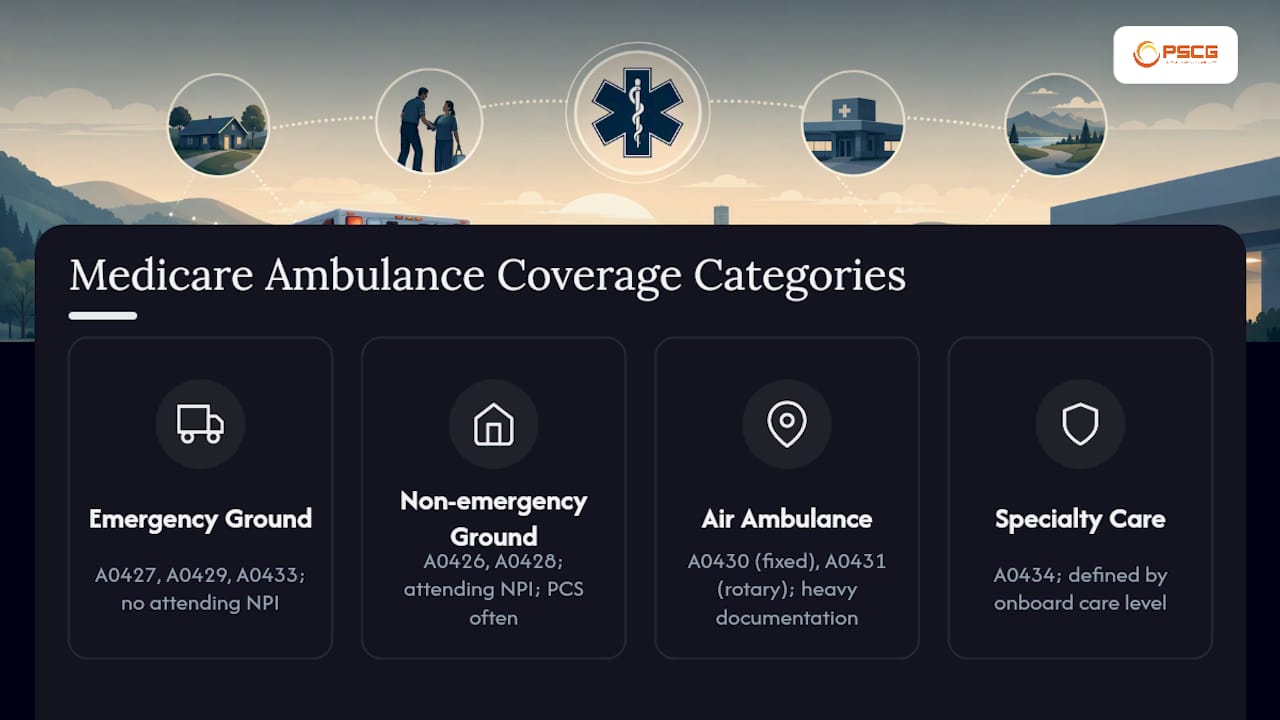 Medicare ambulance coverage categories and codes