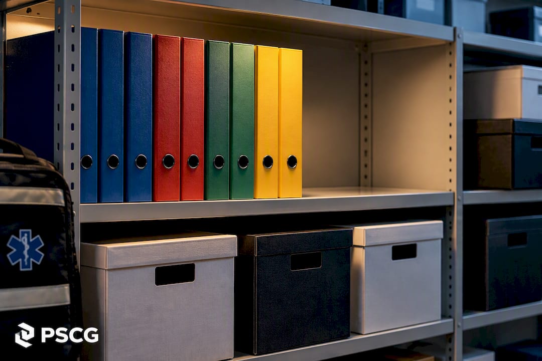 Organized EMS compliance records archive