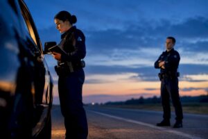 FTO coaching trainee during roadside training