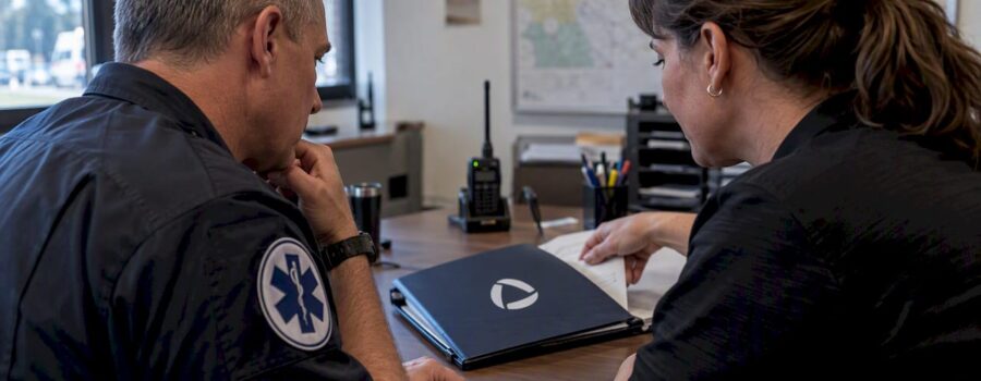 EMS leaders discussing coaching engagement