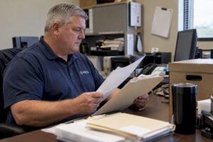 EMS finance specialist reviewing patient pay account