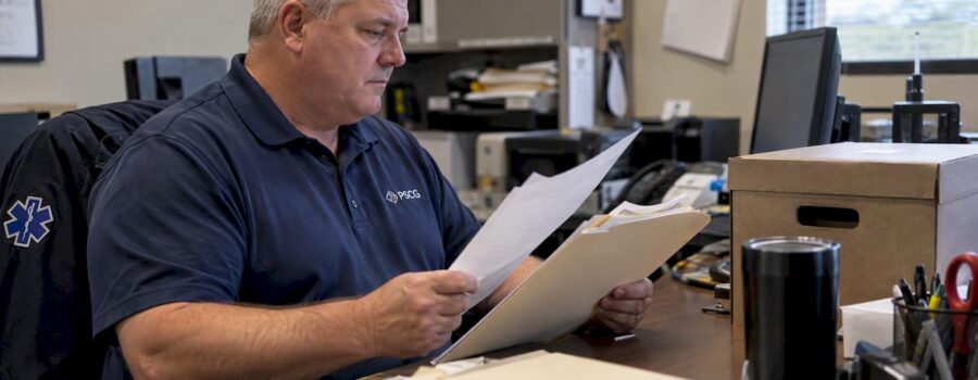 EMS finance specialist reviewing patient pay account