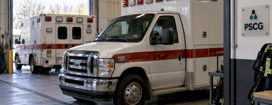 Frontline and reserve ambulances in an EMS bay