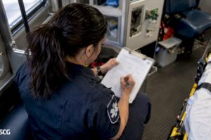 EMS clinician documenting a patient refusal
