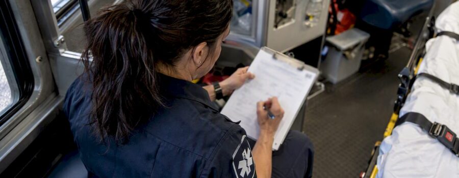 EMS clinician documenting a patient refusal