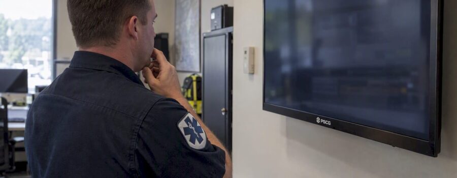 EMS supervisor reviewing a performance dashboard