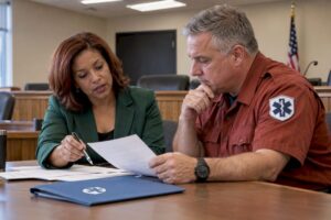 Town officials review an EMS funding proposal