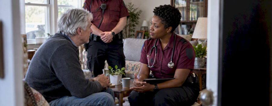 EMS clinician discussing refusal with patient
